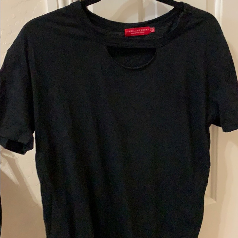 Philanthropy distressed black T-shirt